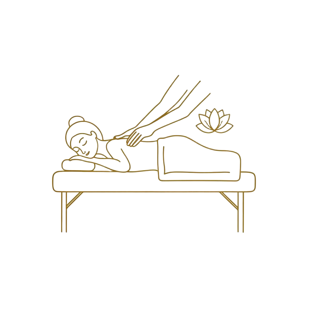 Illustration of a peaceful spa massage at Happy Unisex Salon & Spa